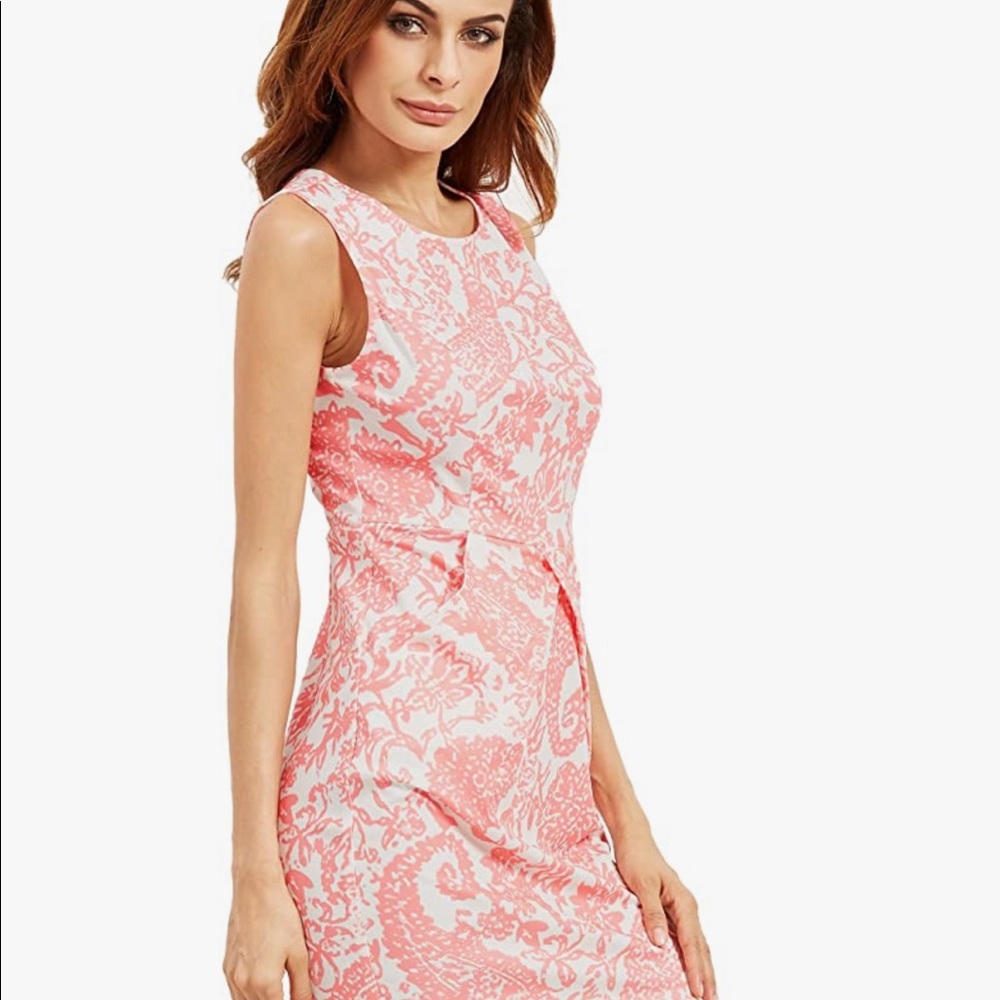 Pink and white sleeveless shirt summer dress with pockets!
